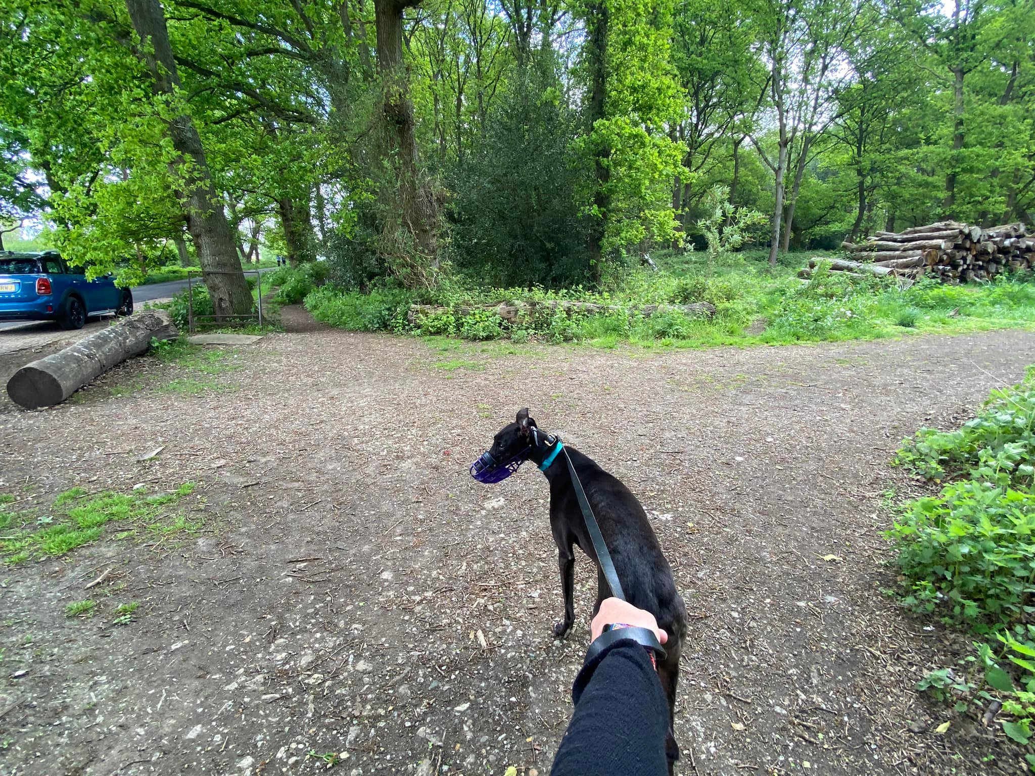 Turn right away from the road