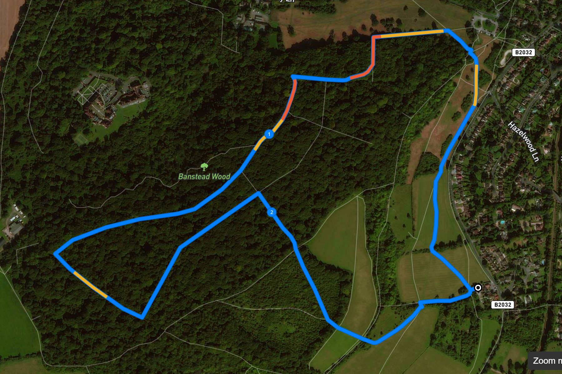 Map of the route from Ramblers Rest pub