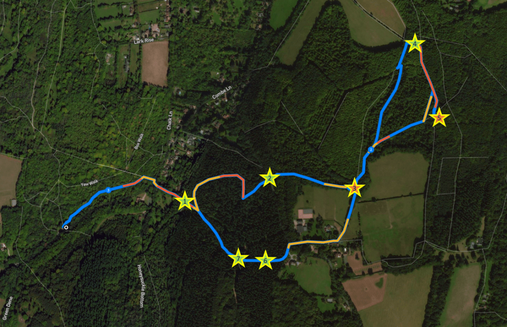Map of route, showing locations of bridges