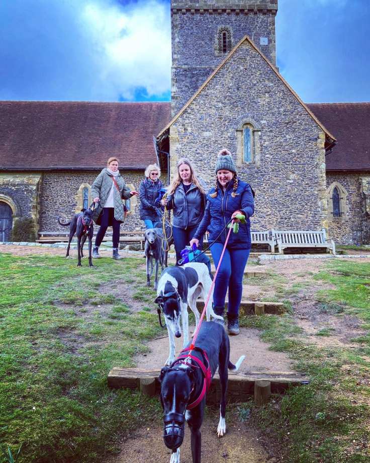 Take the steps from the church