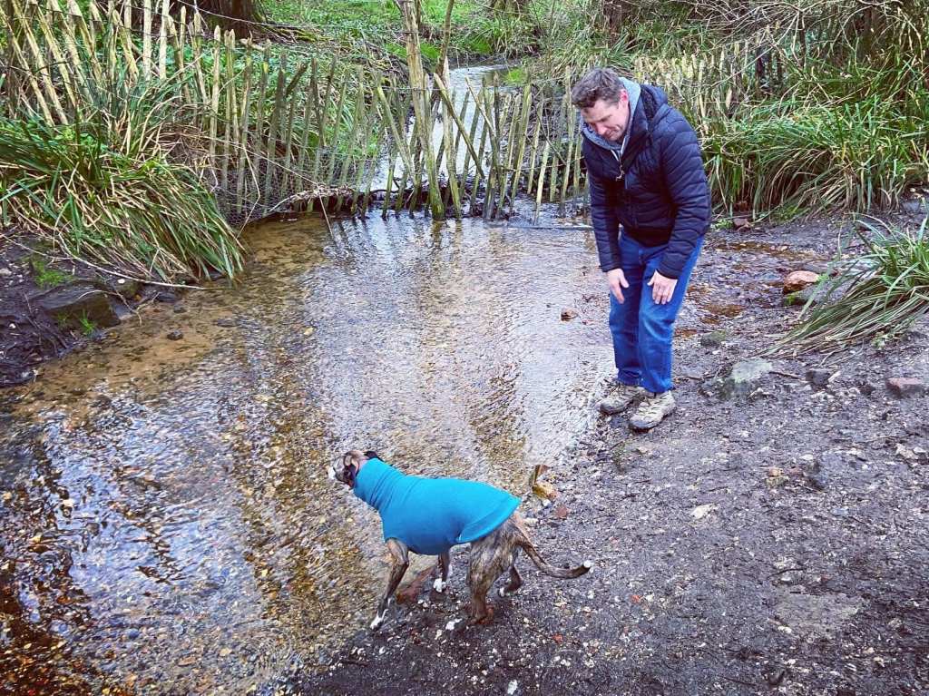 Paddling at the stream