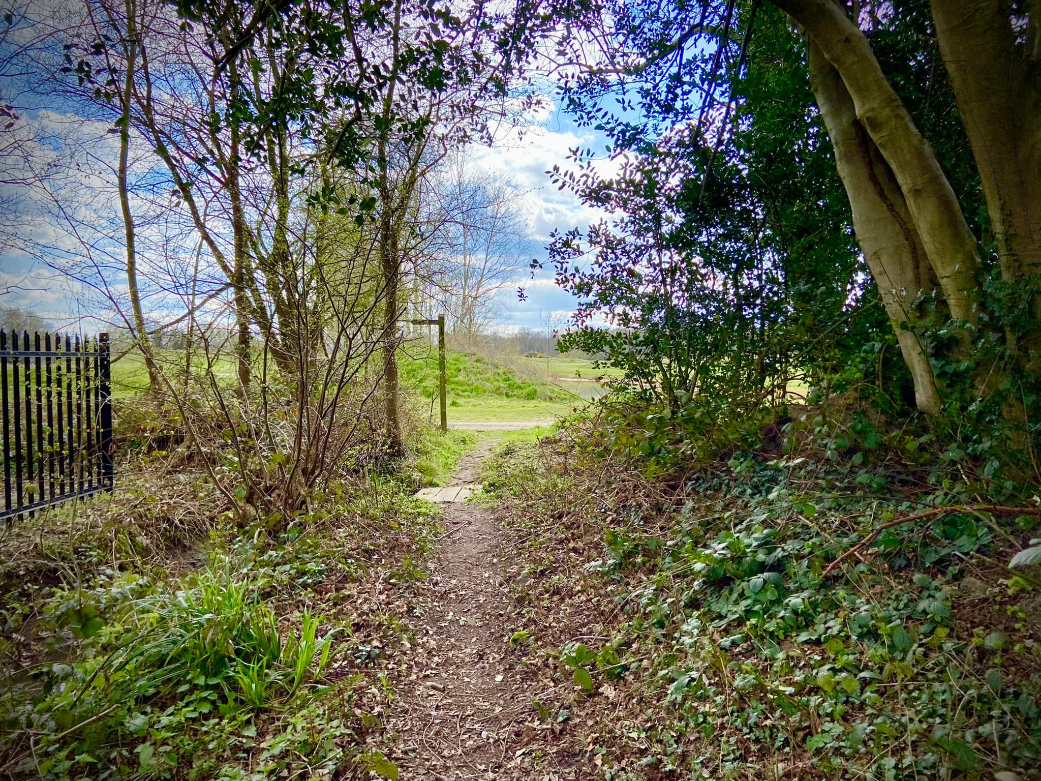 Left at the finger post and walk the edge of the golf course